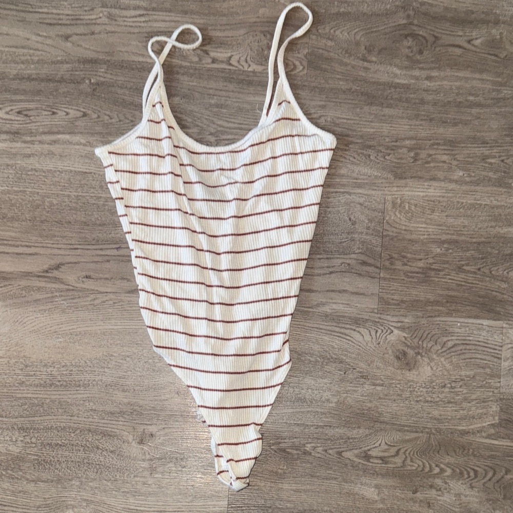 Forever 21 Striped Bodysuit - White and Red
